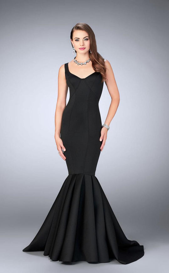 La Femme - Cutout Open Back Mermaid Prom Dress 24361 in Black