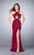 La Femme - Elegant Criss Cross Neck Jersey Gown 24369 in Red