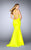 La Femme - Halter Strappy Back Neoprene Mermaid Prom Dress 24374 in Yellow