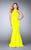 La Femme - Halter Strappy Back Neoprene Mermaid Prom Dress 24374 in Yellow