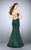 La Femme - Halter Strappy Back Neoprene Mermaid Prom Dress 24374 in Green