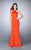 La Femme - Halter Strappy Back Neoprene Mermaid Prom Dress 24374 in Orange