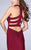 La Femme - Geometric Racer Back Halter Style Jersey Prom Dress 24376 in Red