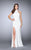 La Femme - Geometric Racer Back Halter Style Jersey Prom Dress 24376 in White