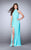 La Femme - Geometric Racer Back Halter Style Jersey Prom Dress 24376 in Blue