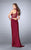 La Femme - Geometric Racer Back Halter Style Jersey Prom Dress 24376 in Red