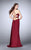 La Femme - Strappy Open Back Halterneck Long Prom Dress 24380 in Red