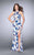 La Femme - Stunning Intertwined Draping Long Evening Gown 24382 in Blue and Multi