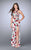 La Femme - Stunning Intertwined Draping Long Evening Gown 24382 in Pink and Multi