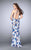 La Femme - Stunning Intertwined Draping Long Evening Gown 24382 in Blue and Multi
