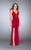 La Femme - Gorgeous Deep V-neck Jersey Dress 24437 in Red