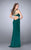 La Femme - Gorgeous Deep V-neck Jersey Dress 24437 in Green