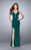 La Femme - Gorgeous Deep V-neck Jersey Dress 24437 in Green