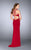 La Femme - Gorgeous Deep V-neck Jersey Dress 24437 in Red