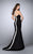 La Femme - Striking Criss Cross Neck Neoprene Gown 24449 In Black and White