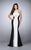La Femme - Striking Criss Cross Neck Neoprene Gown 24449 In Black and White