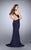 La Femme - Urbane Lace Illusion Long Mermaid Evening Gown 24451 in Blue