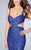 La Femme - Lace Sweetheart Mermaid Long Evening Gown with  Side Cutouts 24462 in Blue