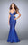 La Femme - Lace Sweetheart Mermaid Long Evening Gown with  Side Cutouts 24462 in Blue