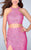 La Femme - Two-Piece Halter Sheath Long Evening Gown with Side Slit 24463 in Pink