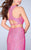 La Femme - Two-Piece Halter Sheath Long Evening Gown with Side Slit 24463 in Pink
