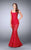 La Femme - Lace Square Mermaid Long Evening Gown with Keyhole Opening 24466 in Red
