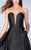 La Femme - Deep Sweetheart Strapless Mikado Cape Prom Dress 24467 in Black