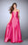 La Femme - Deep Sweetheart Strapless Mikado Cape Prom Dress 24467 in Pink