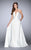 La Femme - Deep Sweetheart Strapless Mikado Cape Prom Dress 24467 in White