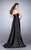 La Femme - Deep Sweetheart Strapless Mikado Cape Prom Dress 24467 in Black