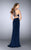 La Femme - Ravishing Halter Jersey Long Evening Gown with Keyhole Cutout 24483 in Blue
