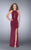 La Femme - Ravishing Halter Jersey Long Evening Gown with Keyhole Cutout 24483 in Red