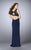 La Femme - Sleeveless Lace Bodice Jersey Long Prom Dress 24484 in Blue