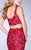 La Femme - Deep Sweetheart Crop Top Two Piece Lace Prom Dress 24496 in Red