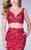 La Femme - Deep Sweetheart Crop Top Two Piece Lace Prom Dress 24496 in Red