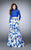 La Femme - Two Piece Floral and Lace Satin Ensemble Prom Dress 24507 in Blue