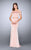 La Femme - Exquisite Off-Shoulder Jersey Long Evening Gown 24520 in Pink