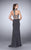 La Femme - Exquisite High Crystal-Adorned Long Evening Gown 24521 In Gray