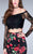 La Femme - Sultry Off The Shoulder Laced Two-piece Floral Mermaid Dress 24522 In Black and Multi-Color and and Floral