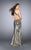 La Femme - Sparkling Sequined High Neck Dress 24527 In Silver and Gold