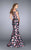 La Femme - Off Shoulder Floral Mikado Mermaid Prom Dress 24551 In Black and Multi-Color