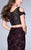 La Femme - Cold Shoulder  Crop Top and Mermaid Skirt Rhinestone Lace Prom Dress 24583 in Black and Purple