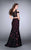 La Femme - Cold Shoulder  Crop Top and Mermaid Skirt Rhinestone Lace Prom Dress 24583 in Black and Purple