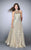 La Femme - Halter Open Back Sparkly Sequin Long Prom Dress 24584 in Gold
