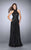 La Femme - Halter Open Back Sparkly Sequin Long Prom Dress 24584 in Black