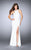 La Femme - Polished Halter Sheath Long Evening Gown with Side Slit 24585 in White