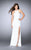 La Femme - Polished Halter Sheath Long Evening Gown with Side Slit 24585 in White