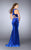 La Femme - Graceful High Neck Two-piece Velvet Dress 24599 in Blue