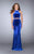 La Femme - Graceful High Neck Two-piece Velvet Dress 24599 in Blue