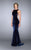 La Femme - Svelte Velvet Mermaid Long Evening Gown 24605 In Blue